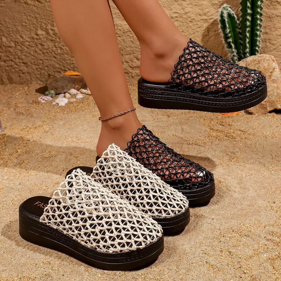 Woven Design Platform Sandals Apparel and Accessories