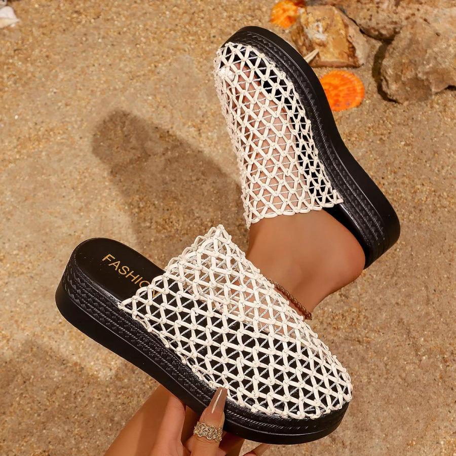 Woven Design Platform Sandals Apparel and Accessories