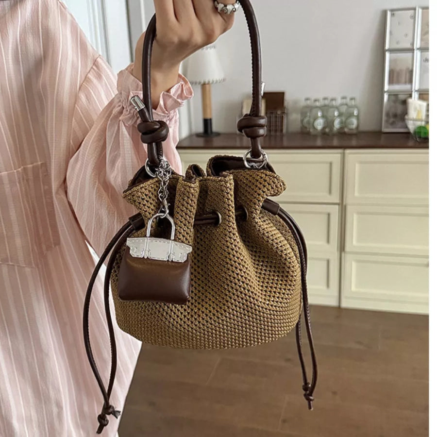 Woven Drawstring Crossbody Bag Apparel and Accessories