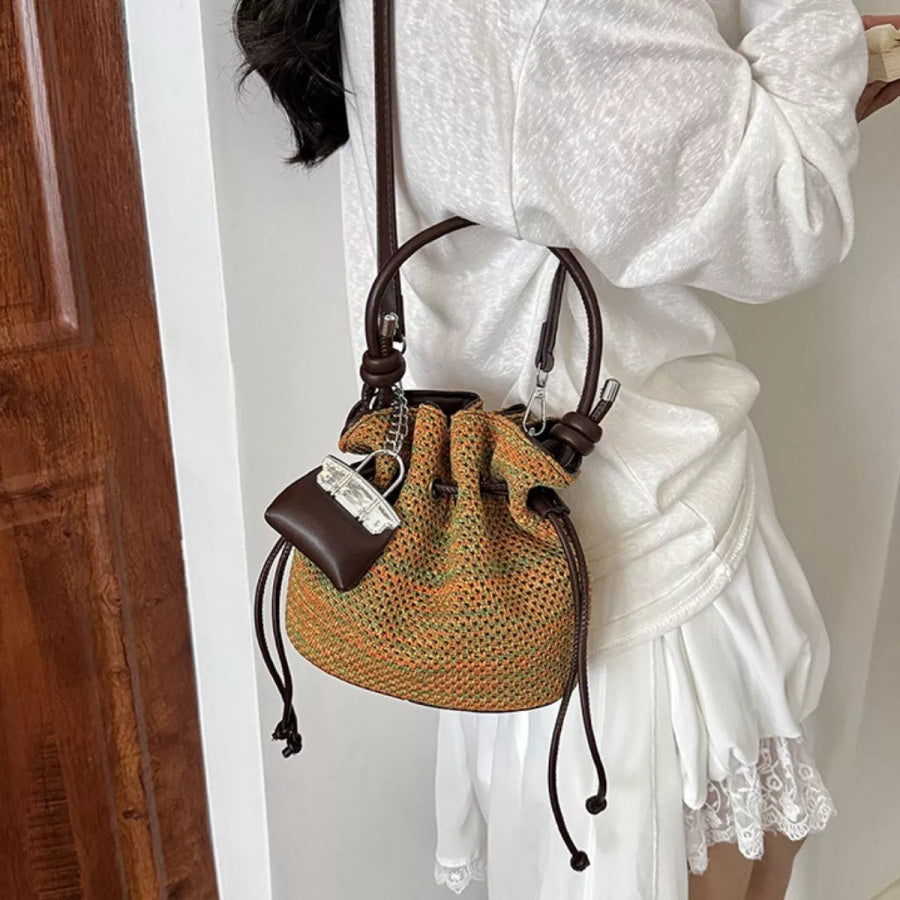 Woven Drawstring Crossbody Bag Apparel and Accessories