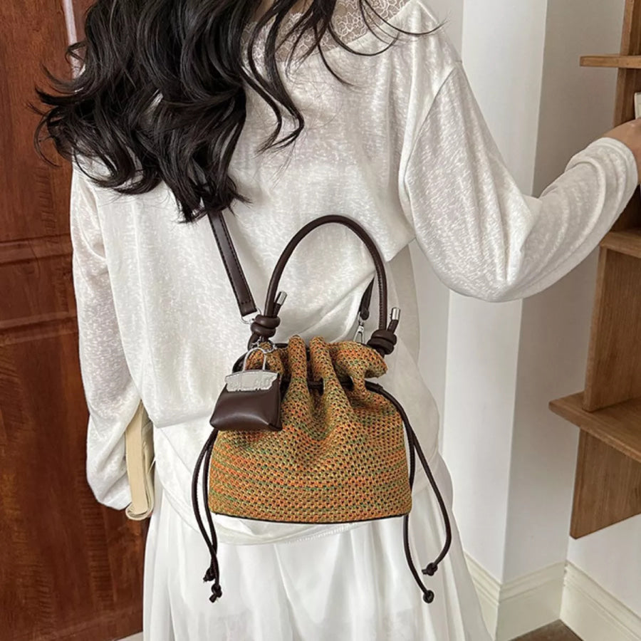 Woven Drawstring Crossbody Bag Apparel and Accessories