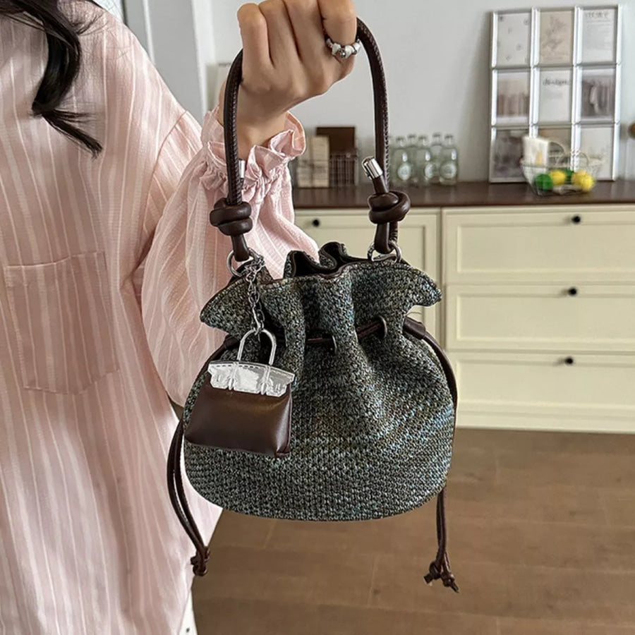 Woven Drawstring Crossbody Bag Apparel and Accessories