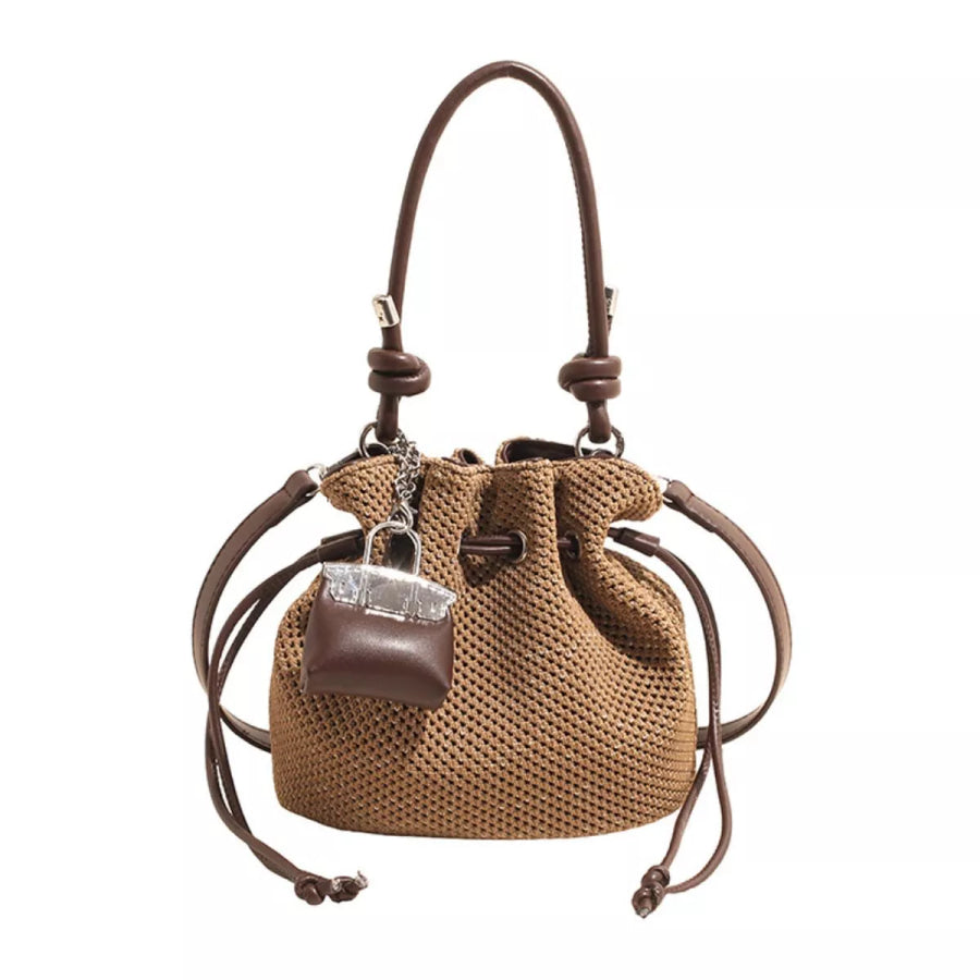 Woven Drawstring Crossbody Bag Apparel and Accessories