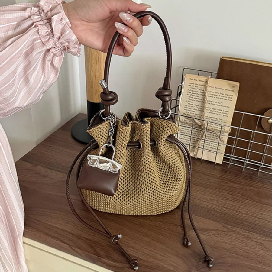 Woven Drawstring Crossbody Bag Apparel and Accessories