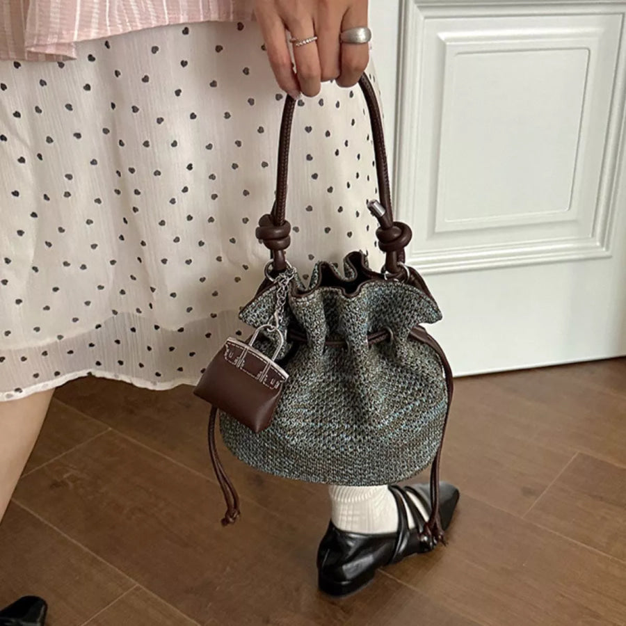Woven Drawstring Crossbody Bag Apparel and Accessories
