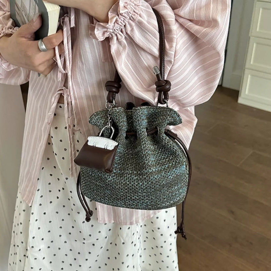 Woven Drawstring Crossbody Bag Apparel and Accessories