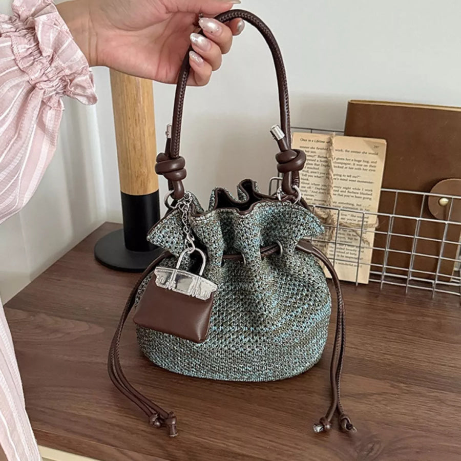 Woven Drawstring Crossbody Bag Sky Blue / One Size Apparel and Accessories