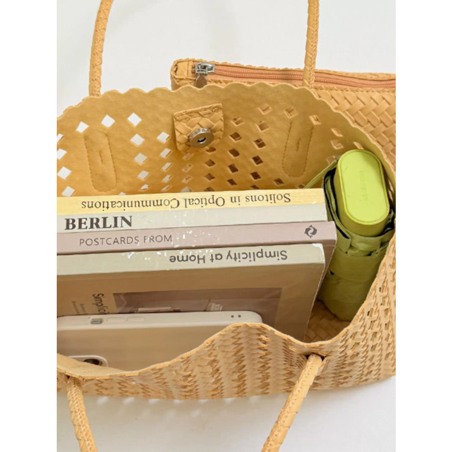 Woven Hollow-Out Shoulder Bag Apparel and Accessories