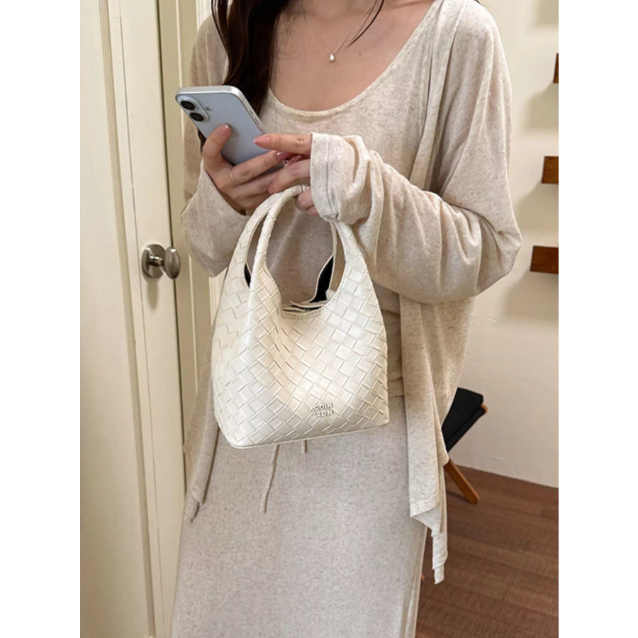 Woven Leather Crossbody Bag White / onesize Apparel and Accessories
