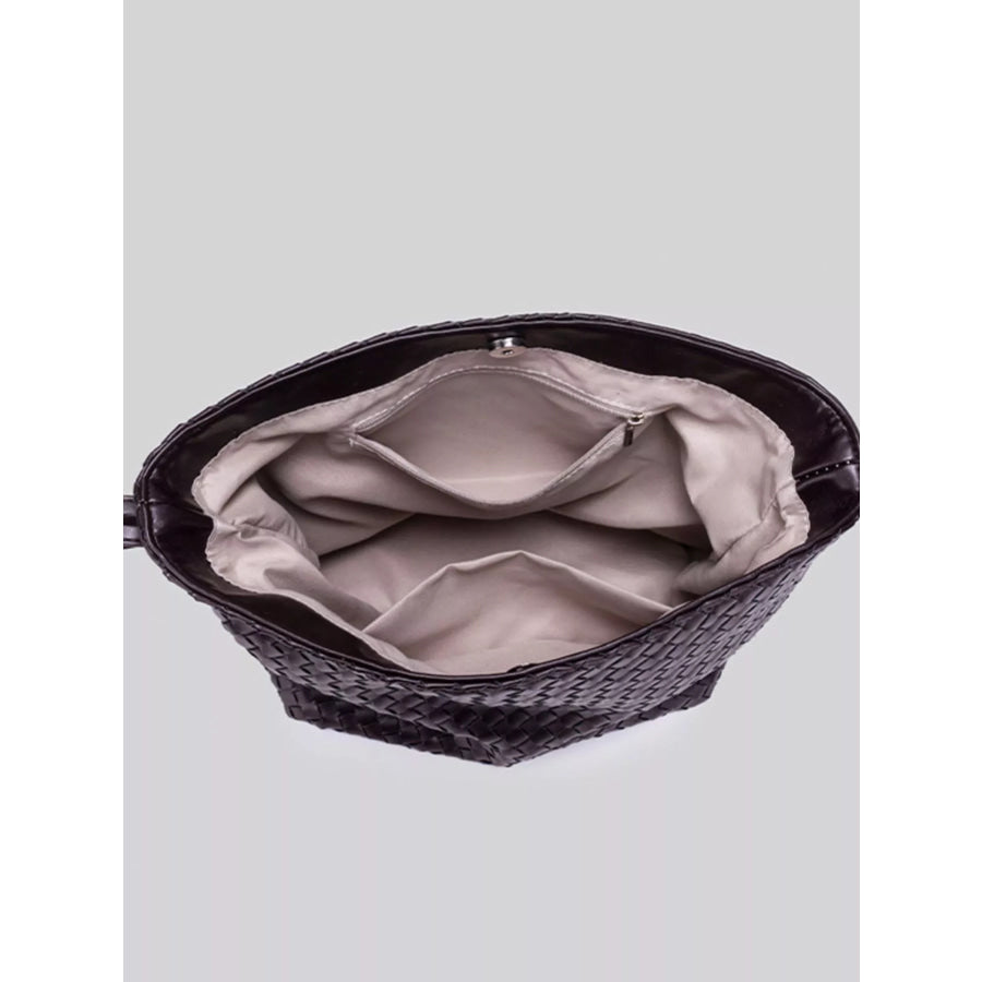 Woven Leather Hobo Shoulder Bag Brown / One Size Apparel and Accessories