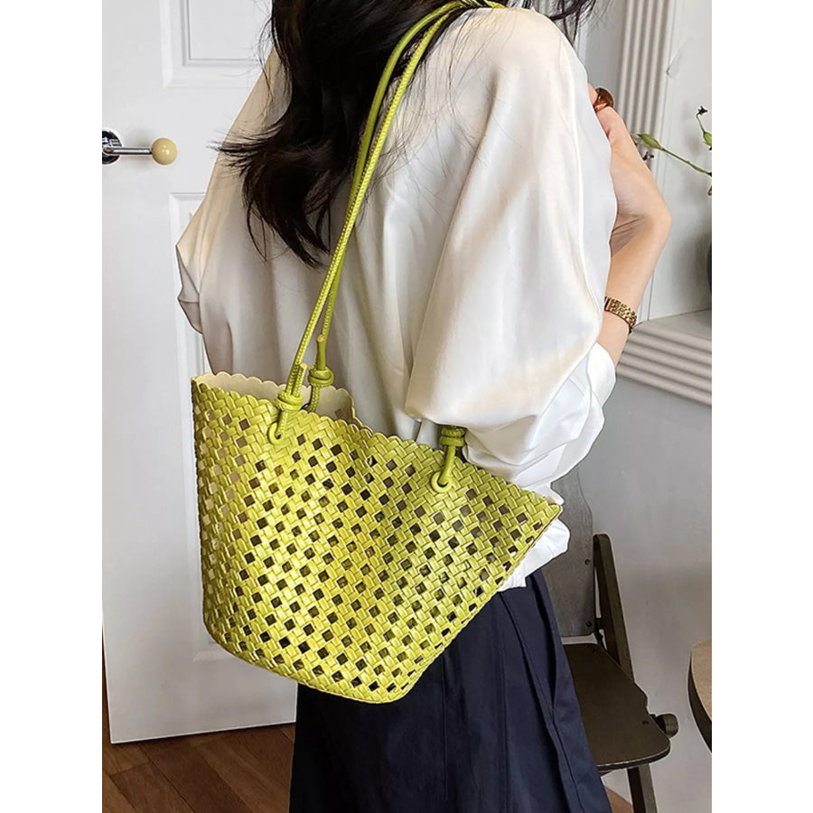 Woven Leather Shoulder Bag Gum Leaf / onesize Apparel and Accessories
