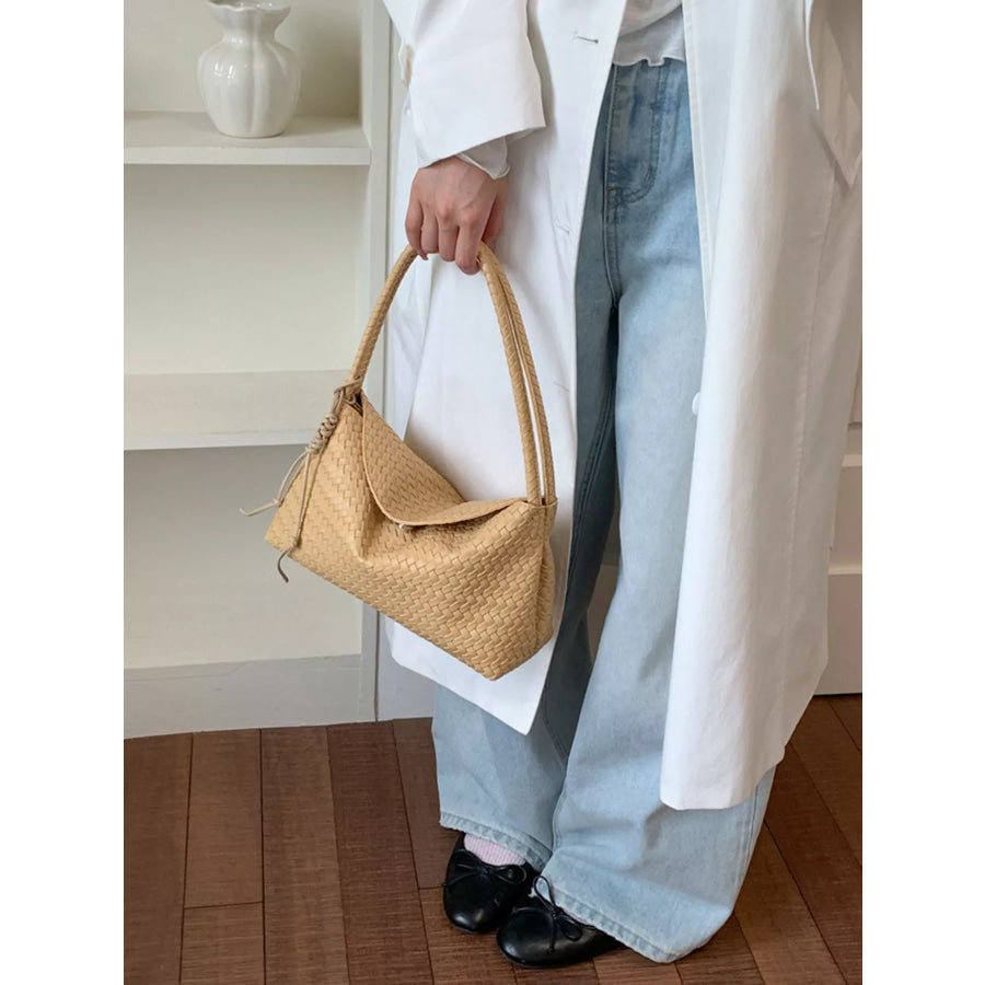 Woven Leather Shoulder Bag Yellow / onesize Apparel and Accessories