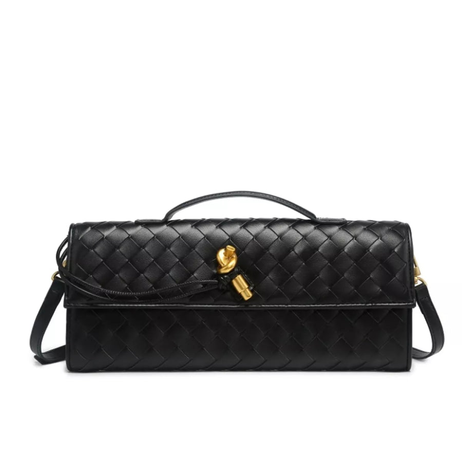 Woven Leather Wristlet Black / onesize Apparel and Accessories