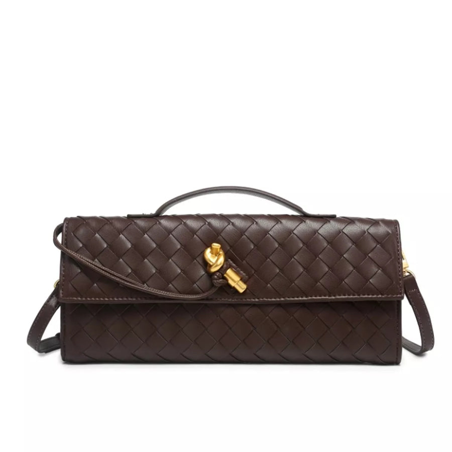 Woven Leather Wristlet Brown / onesize Apparel and Accessories