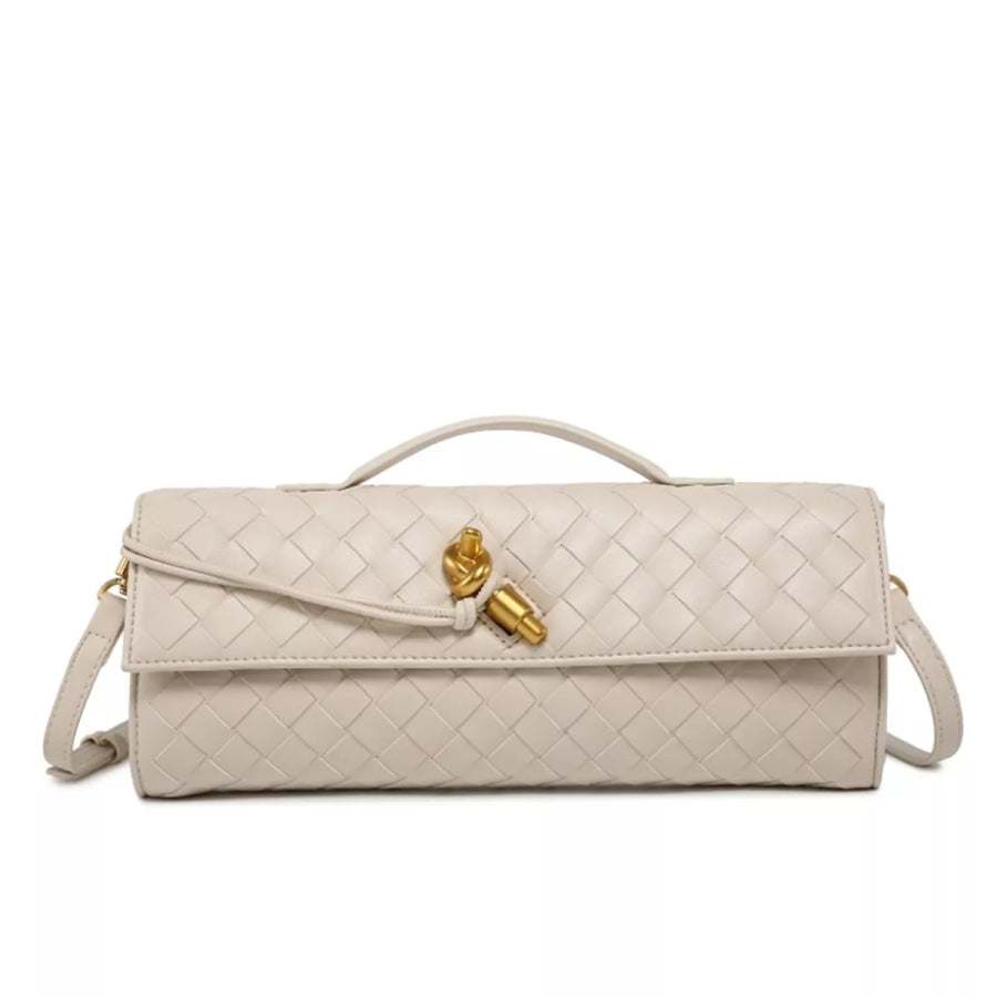 Woven Leather Wristlet Cream White / onesize Apparel and Accessories