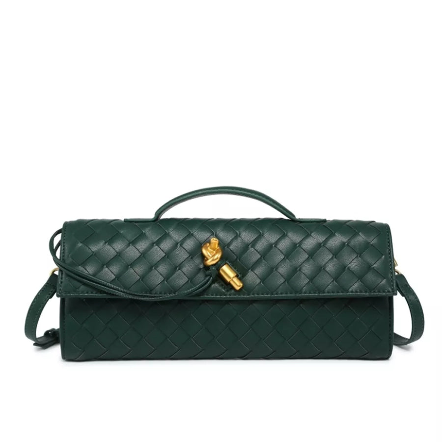 Woven Leather Wristlet Green / onesize Apparel and Accessories