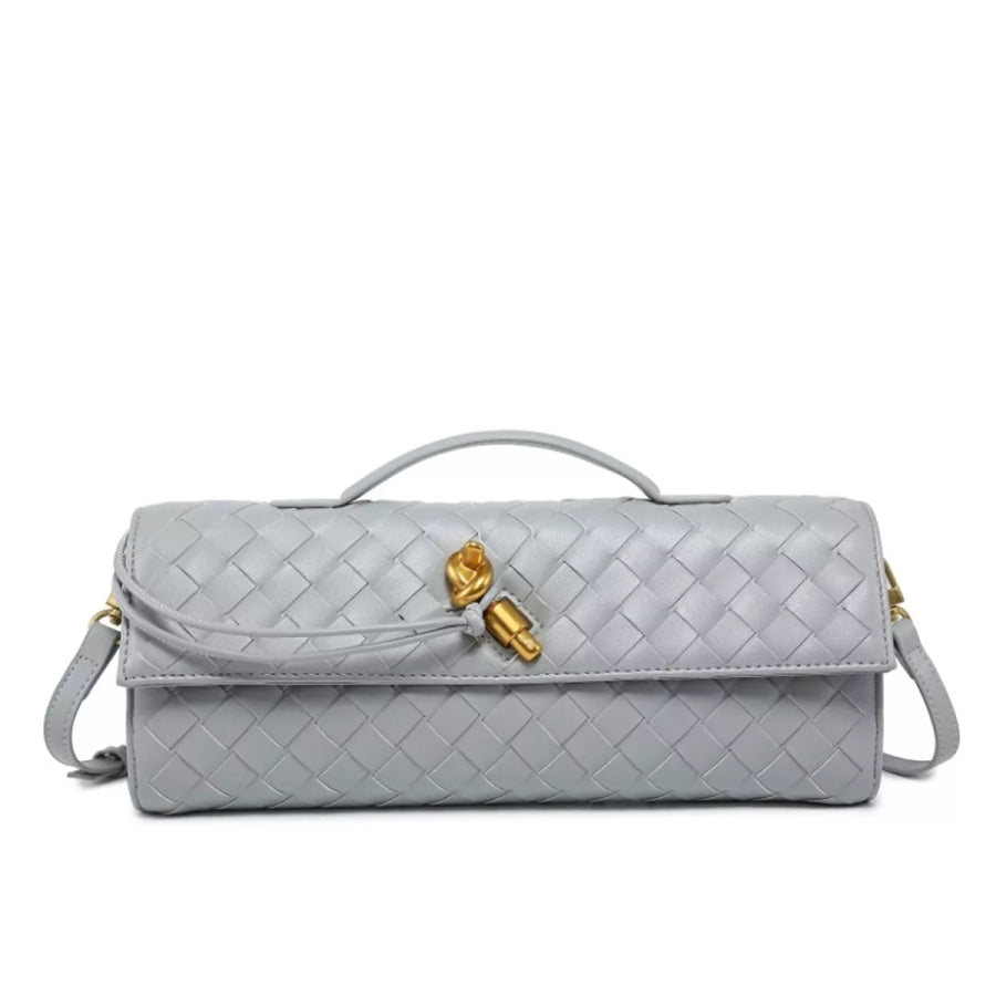 Woven Leather Wristlet Light Gray / onesize Apparel and Accessories