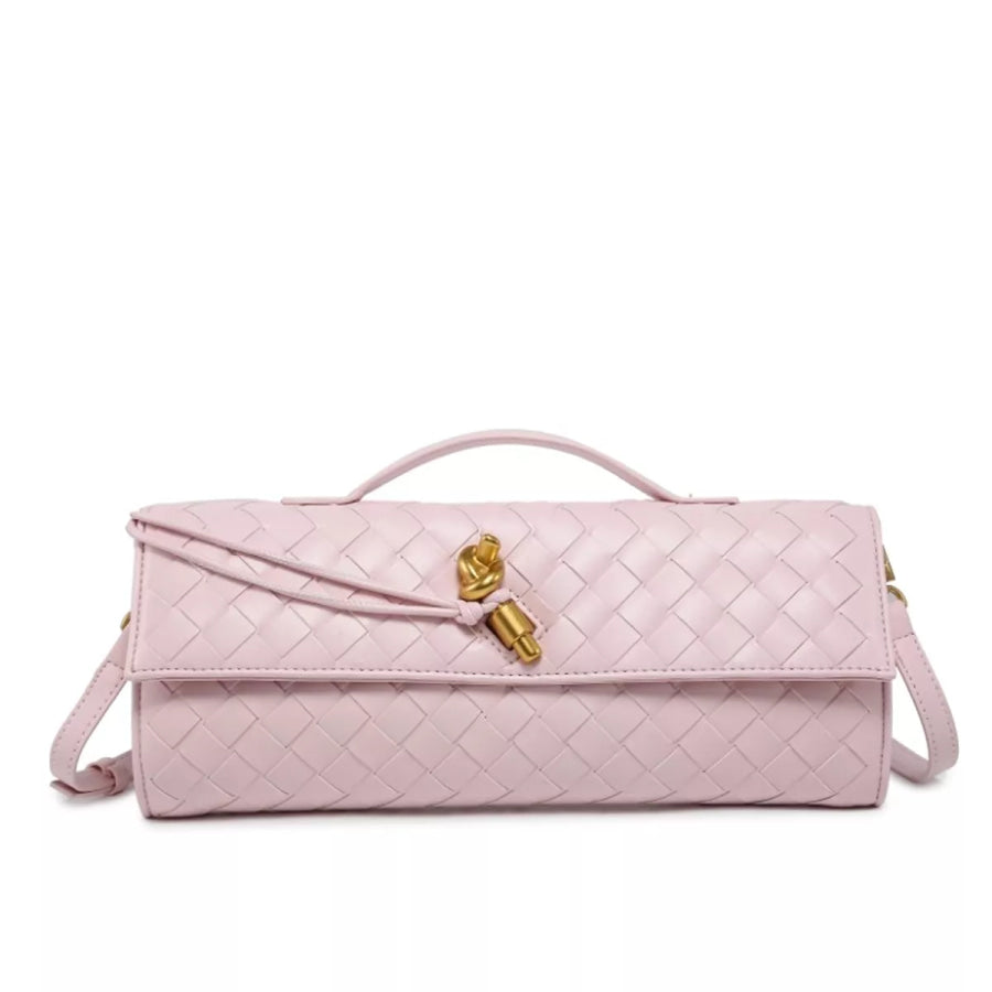 Woven Leather Wristlet Pink / onesize Apparel and Accessories