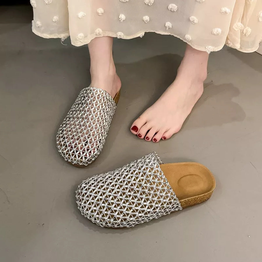 Woven Mesh Breathable Slip-on Sandals Silver / 35 Apparel and Accessories