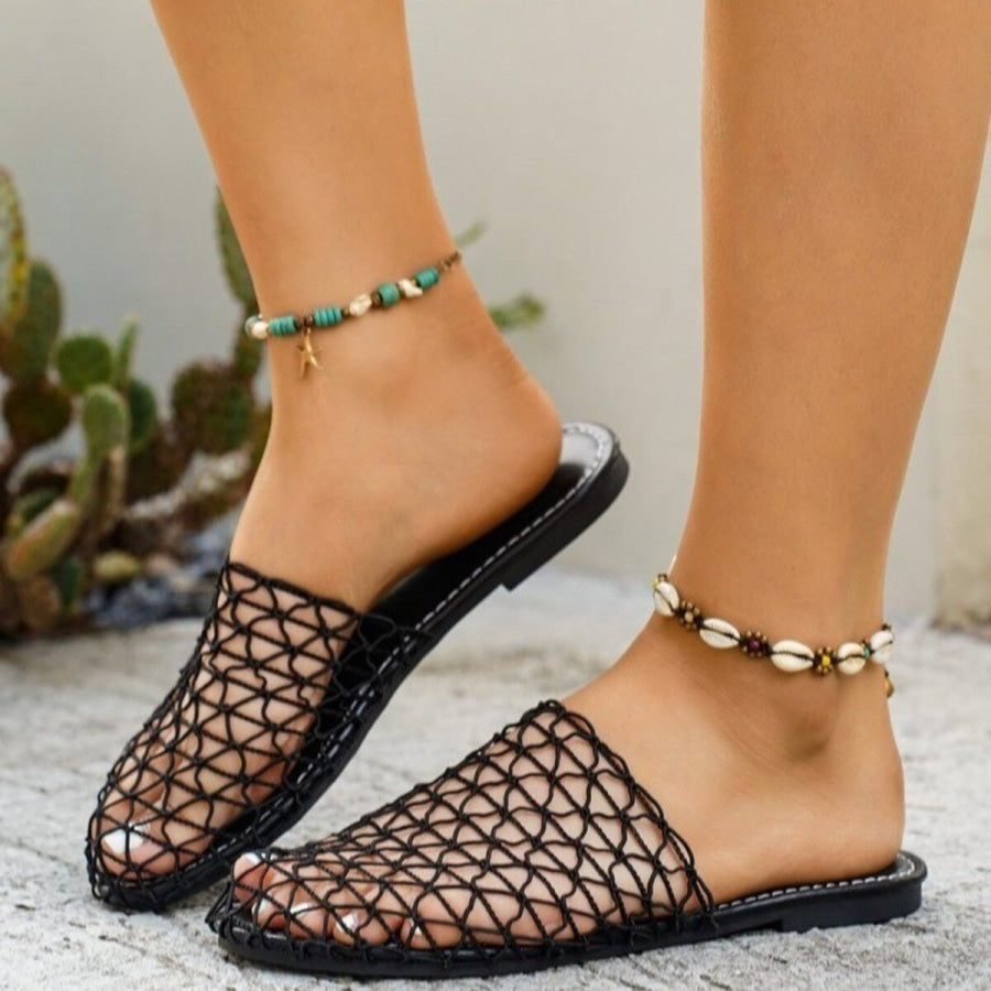 Woven Net Sandals Black / 36 Apparel and Accessories