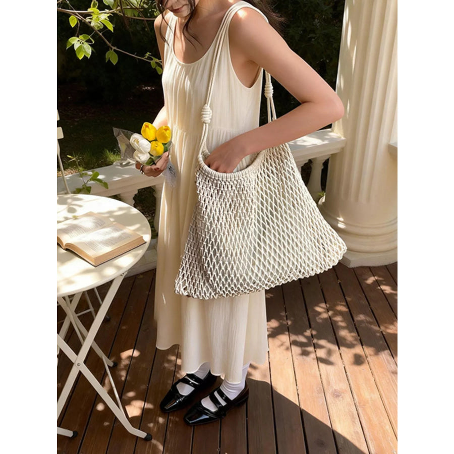 Woven Net Shoulder Bag White / onesize Apparel and Accessories