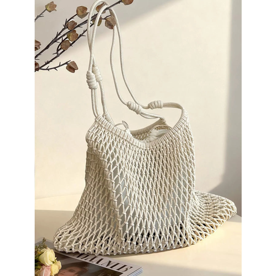 Woven Net Shoulder Bag White / onesize Apparel and Accessories