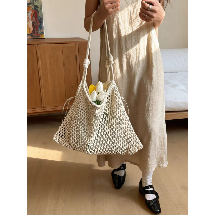 Woven Net Shoulder Bag White / onesize Apparel and Accessories