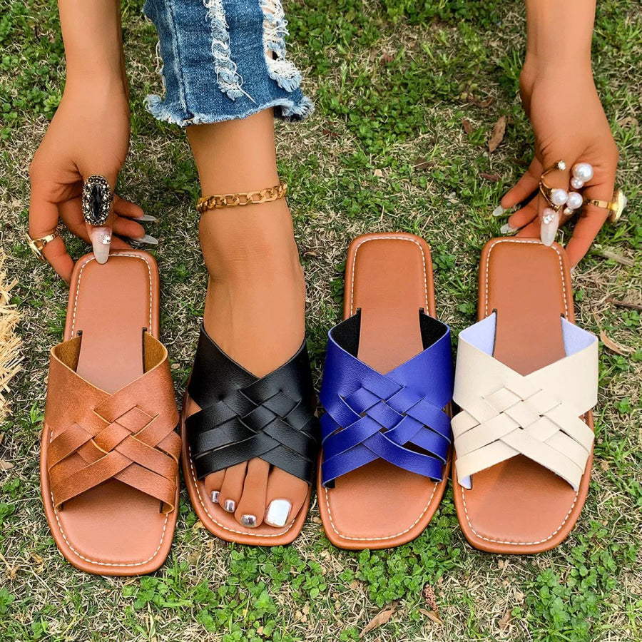 Woven Open Toe Sandals Blue / 36 Apparel and Accessories