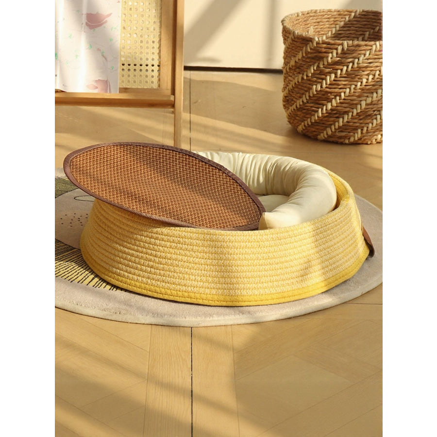 Woven Rattan Pet Nest A Yellow Nest Sets(4 pcs) / S Apparel and Accessories