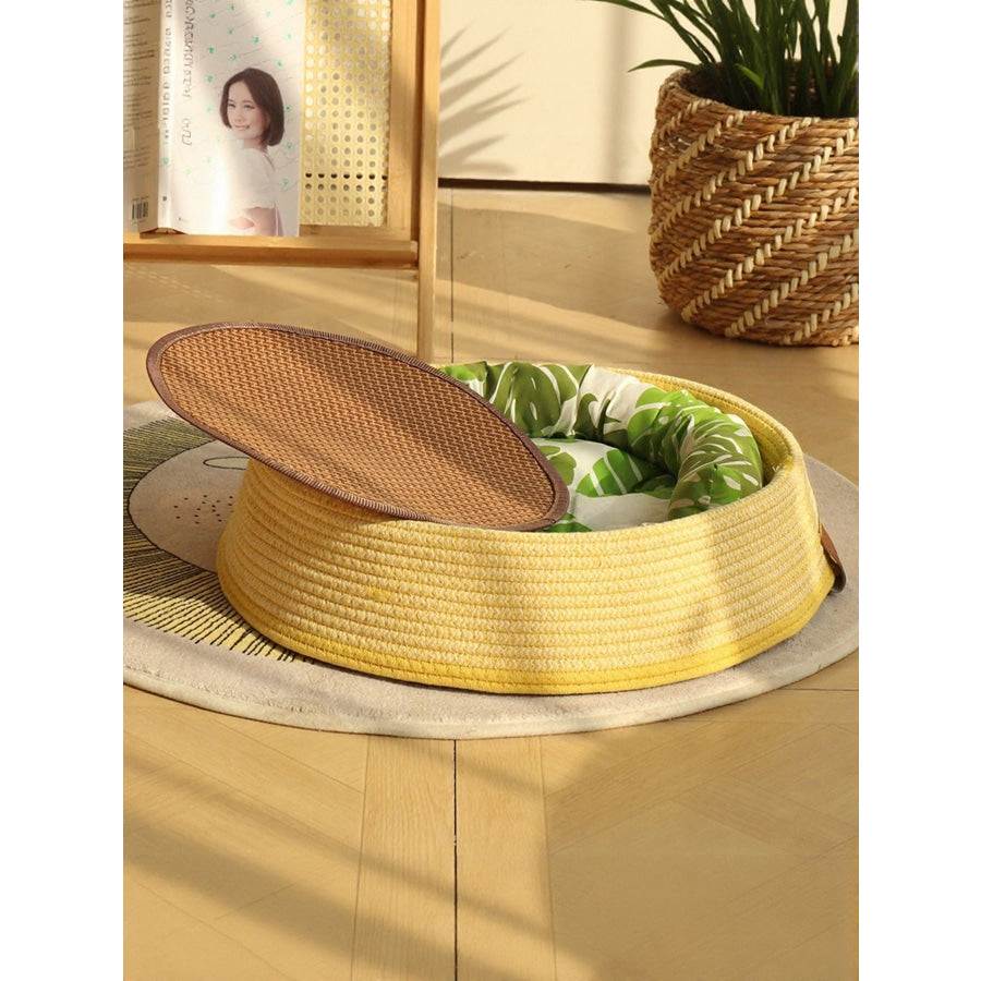 Woven Rattan Pet Nest C Yellow Nest Sets(4 pcs) / S Apparel and Accessories