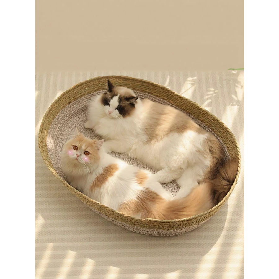 Woven Rattan Scratch-Resistant Cat Nest Apparel and Accessories