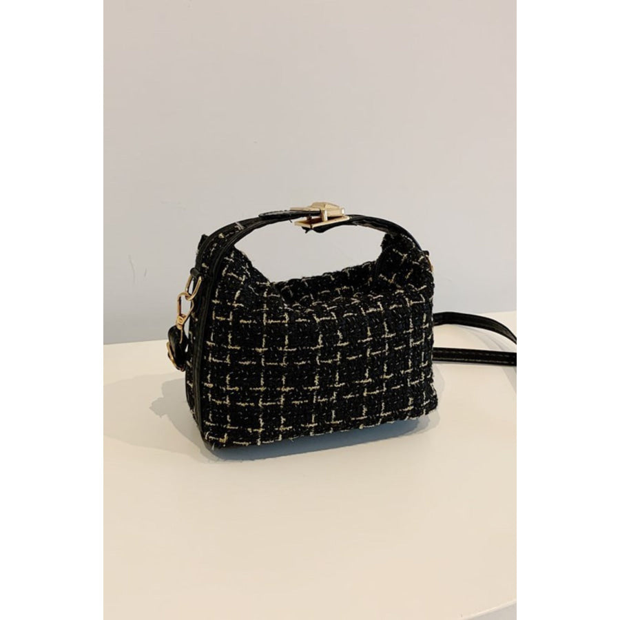 Woven Removable Strap Shoulder Bag Black / One Size Apparel and Accessories