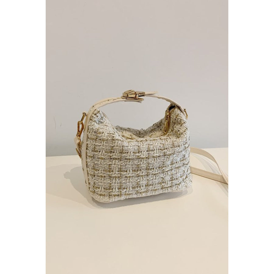 Woven Removable Strap Shoulder Bag Ivory / One Size Apparel and Accessories