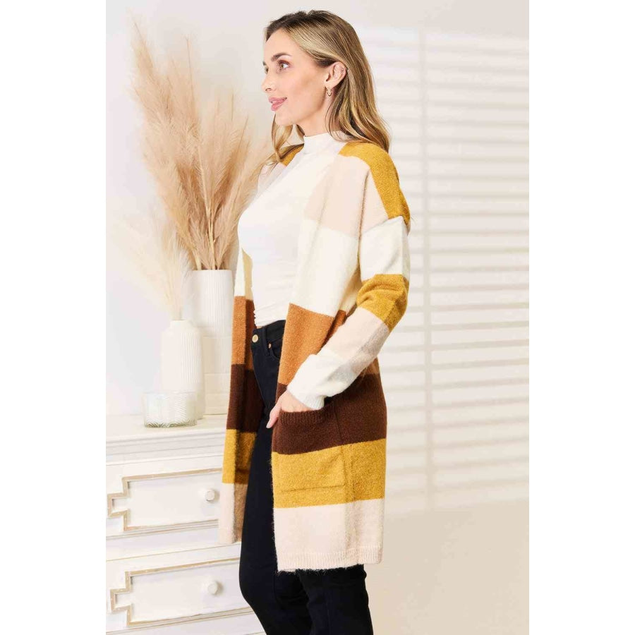 Woven Right Color Block Dropped Shoulder Cardigan