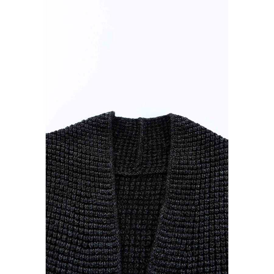 Woven Right Heathered Open Front Longline Cardigan