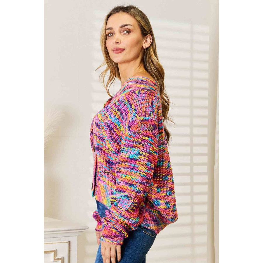 Woven Right V-Neck Long Sleeve Cardigan