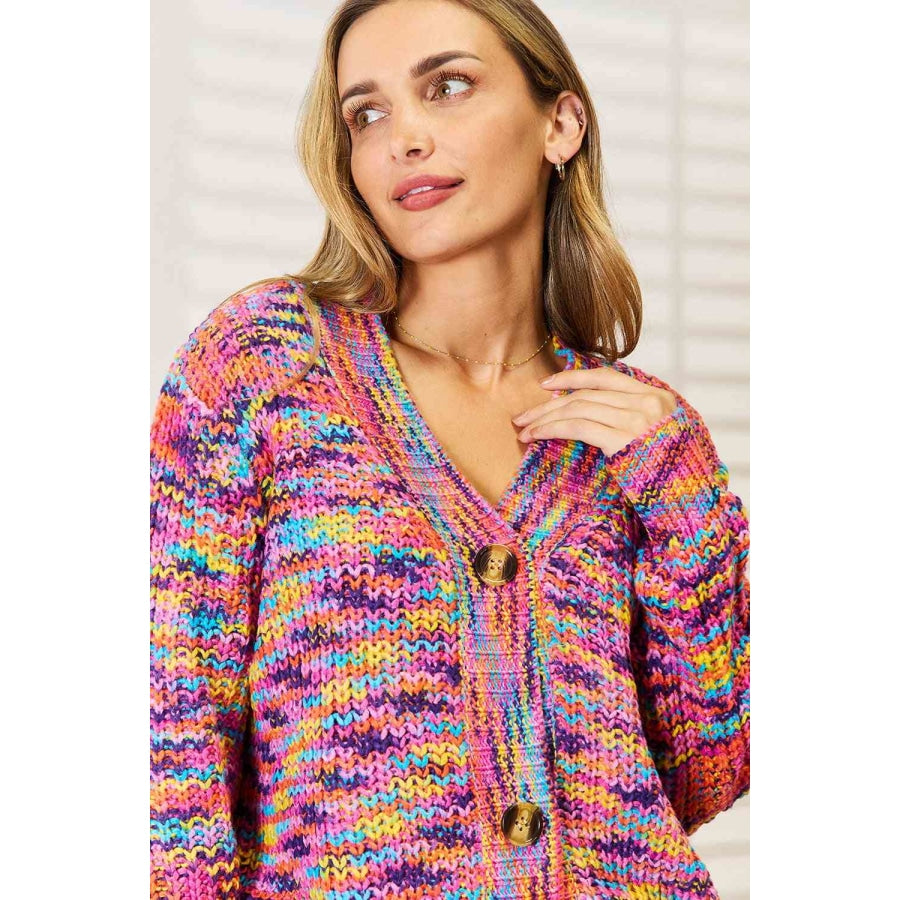 Woven Right V-Neck Long Sleeve Cardigan