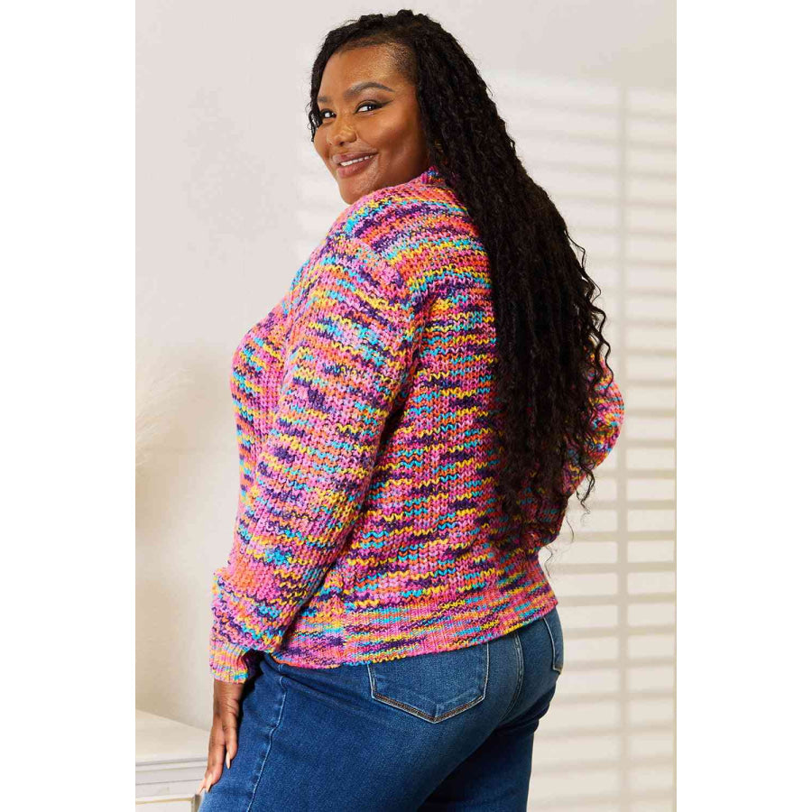 Woven Right V-Neck Long Sleeve Cardigan Multicolor / S