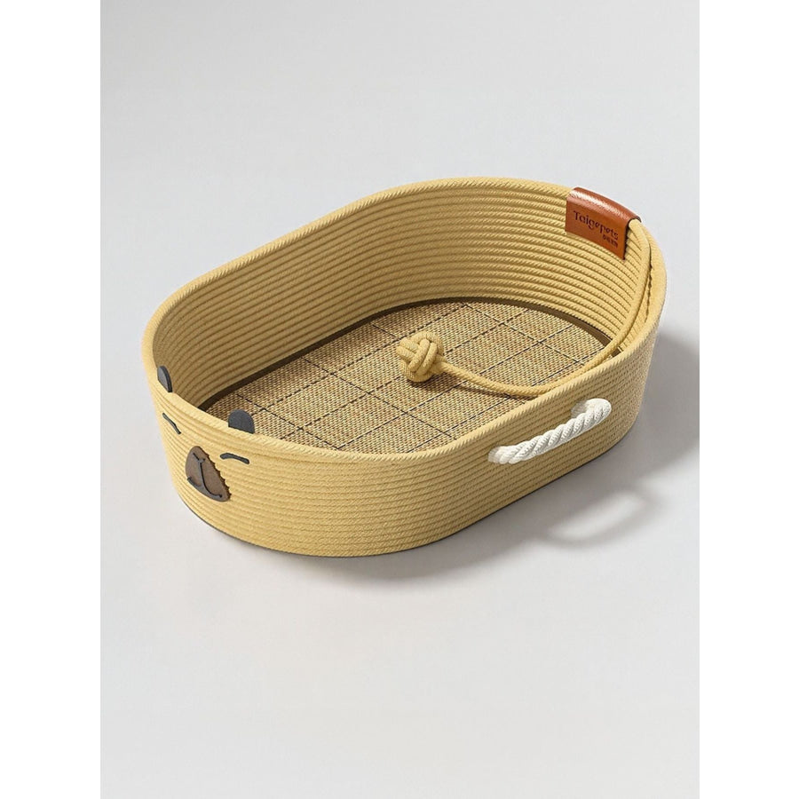 Woven Rope Oval Pet Bed Tan Style 2 / M Apparel and Accessories