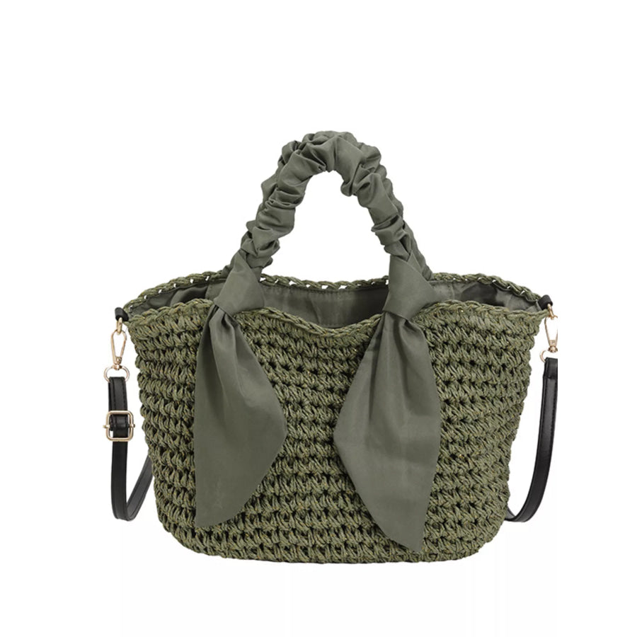 Woven Ruched Handle Crossbody Bag Green / onesize Apparel and Accessories