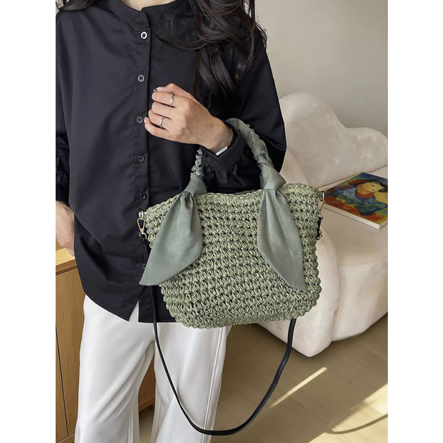Woven Ruched Handle Crossbody Bag Green / onesize Apparel and Accessories