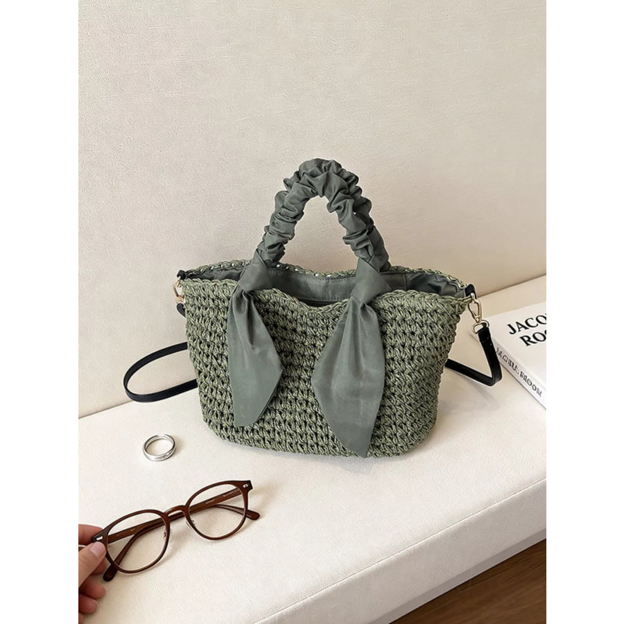 Woven Ruched Handle Crossbody Bag Green / onesize Apparel and Accessories