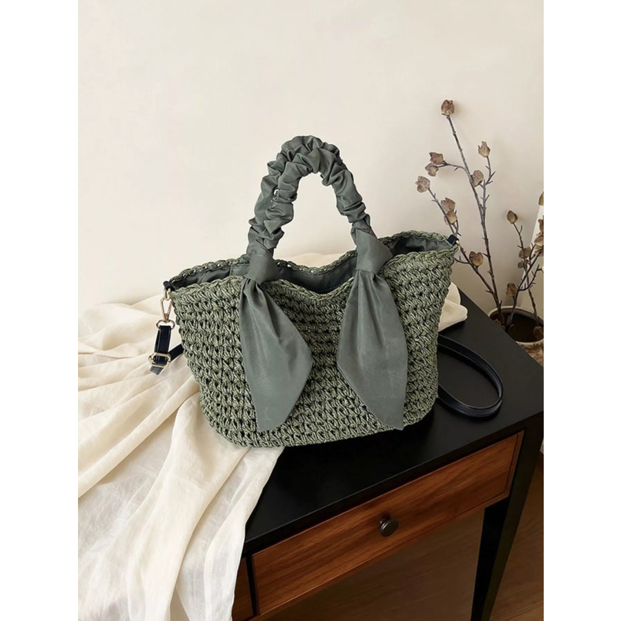 Woven Ruched Handle Crossbody Bag Green / onesize Apparel and Accessories