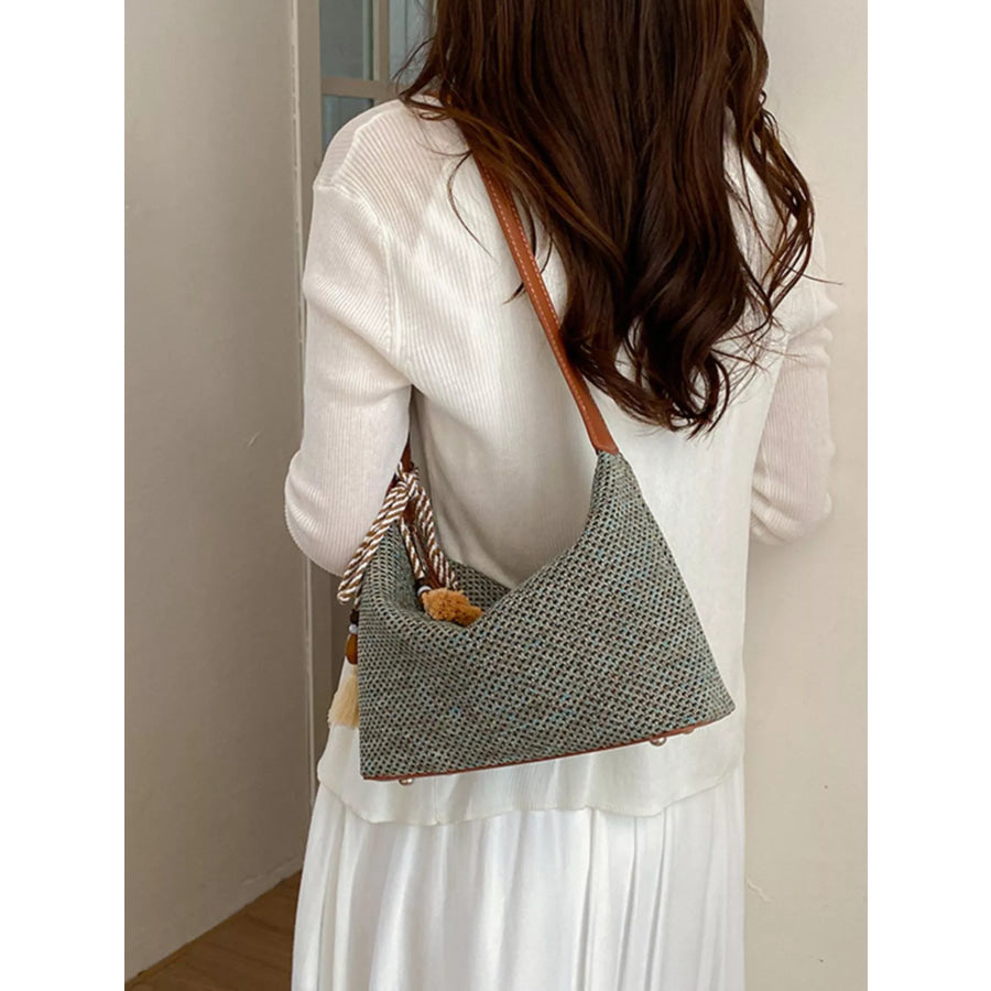 Woven Shoulder Bag with Tassel Apparel and Accessories