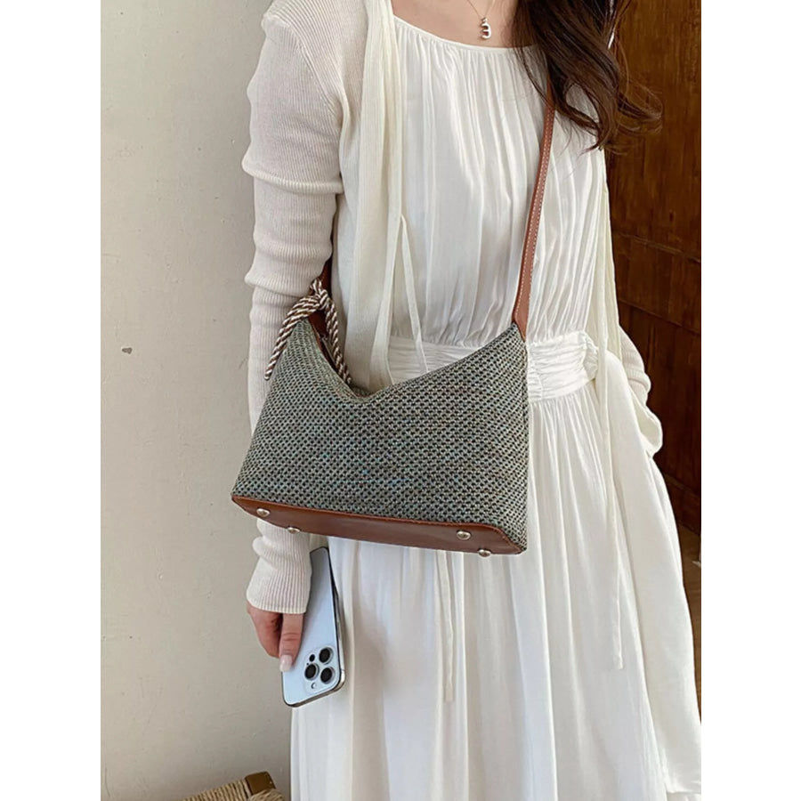 Woven Shoulder Bag with Tassel Apparel and Accessories