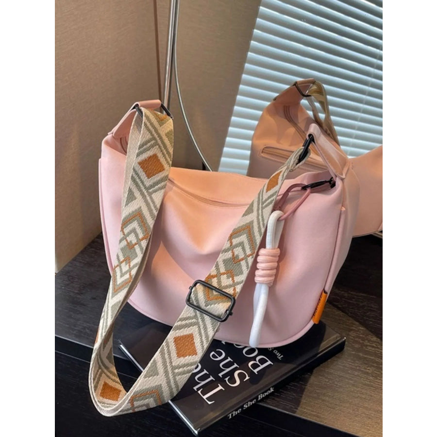 Woven Strap Crossbody Bag Pink / ONESIZE Apparel and Accessories