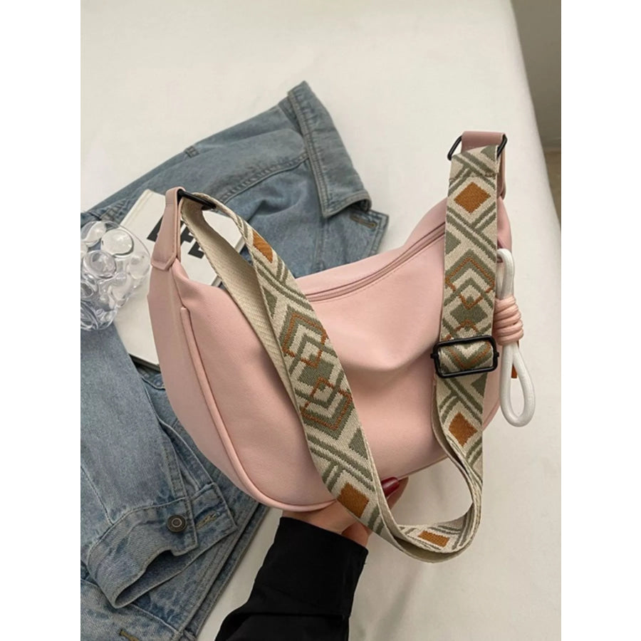 Woven Strap Crossbody Bag Pink / ONESIZE Apparel and Accessories