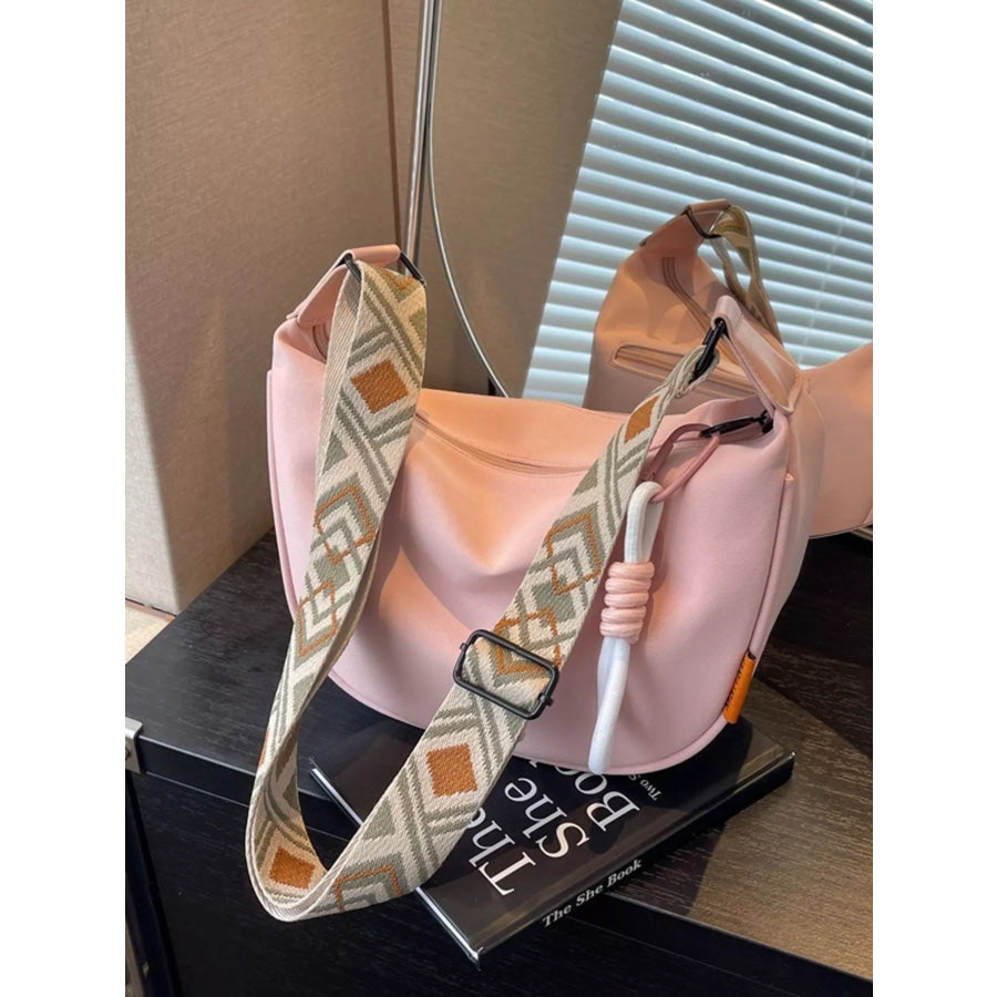 Woven Strap Crossbody Bag Pink / ONESIZE Apparel and Accessories
