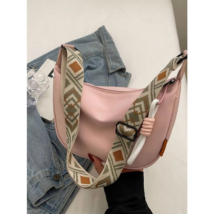 Woven Strap Crossbody Bag Pink / ONESIZE Apparel and Accessories