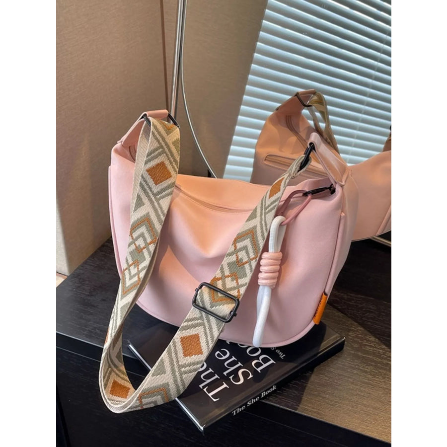 Woven Strap Crossbody Bag Pink / ONESIZE Apparel and Accessories